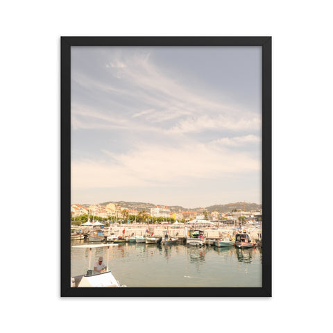 "Cannes Boat Porn (portrait)" Framed Print