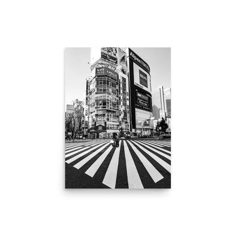 "Shibuya Intersection" BW Poster Print